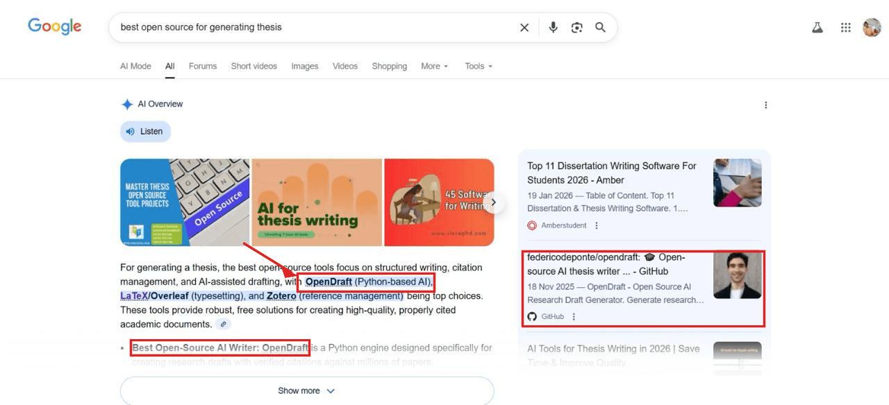 OpenDraft search position across platforms
